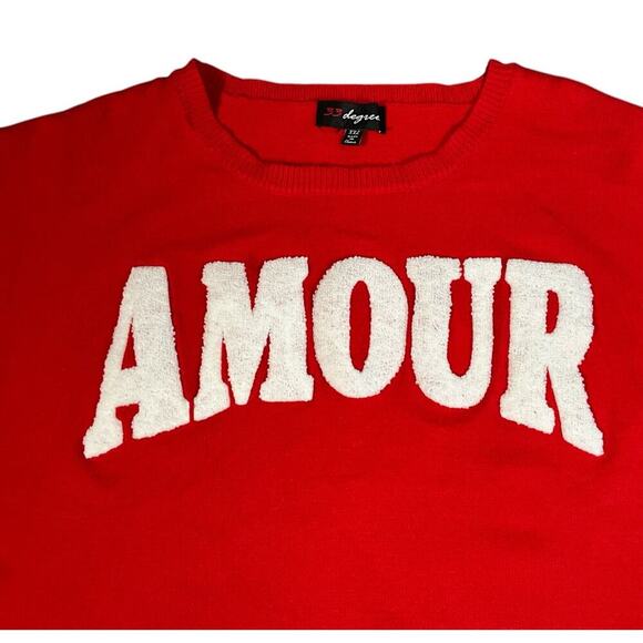 33 Degrees Amour Womens Graphic Sweater Size 2XL NWOT Red & White Cozy Pullover - Picture 14 of 14